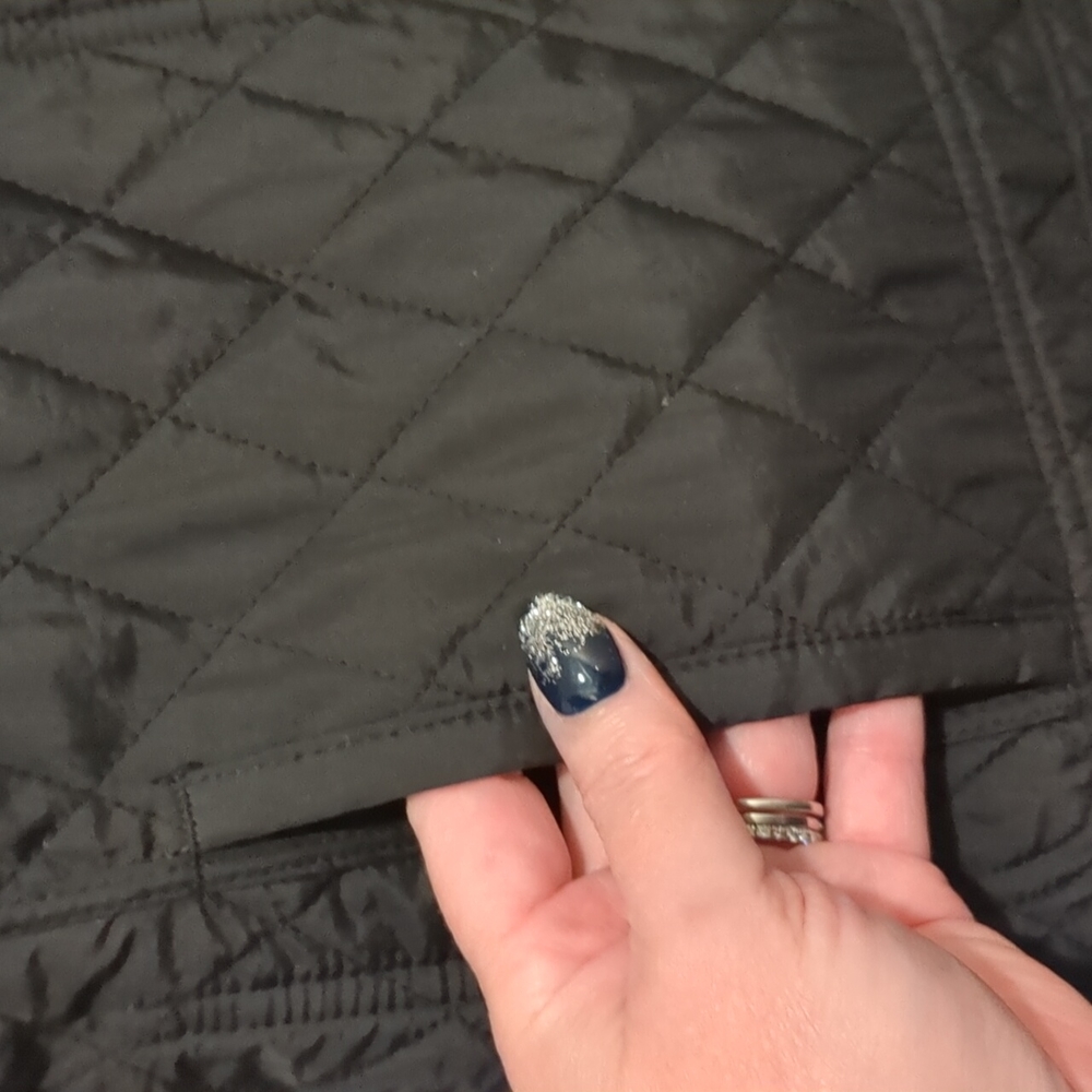 Talbots | Black Solid Black Print Reversible Quil… - image 7